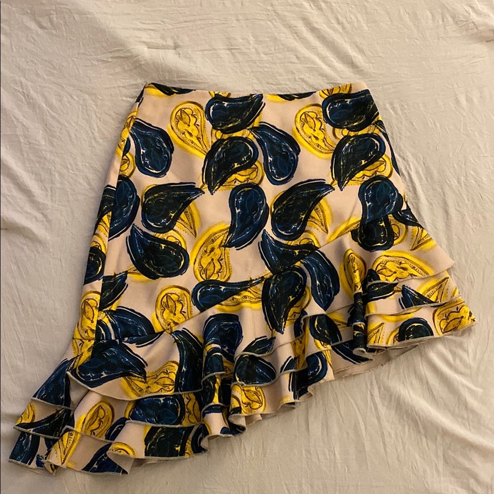 Floral Ruffle Skirt - Yellow and Blue